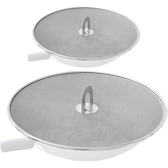2-in-1 Stainless Steel Splatter Screen Set, 13" & 10" Grease Guards for Frying Pans, Easy Clean Oil Splatter Shield