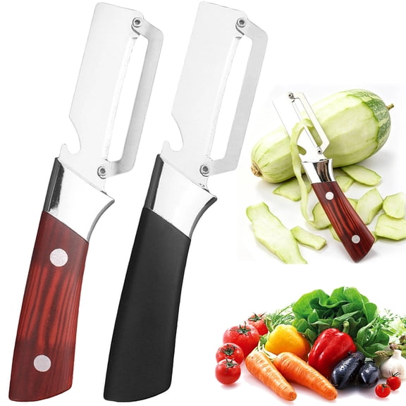 2-in-1 Stainless Steel Vegetable Peeler and Fruit Slicer, Sugarcane Peeler for Home Kitchen, Ergonomic Non-Slip Handle Sharp Blade