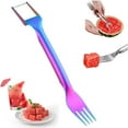 thumbnail image 1 of 2-in-1 Stainless Steel Watermelon Cutter, Watermelon Slicer & Fork, Fruit Cutter Tool for Watermelon, Mango, Pitaya, Portable for Camping, Picnics, Home, Parties, 1 of 7