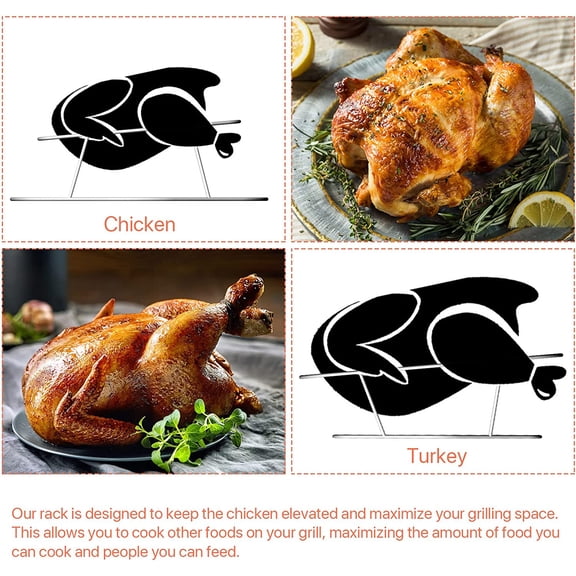 2-in-1 Staintess Steel Rhombus Chicken Rack, Durable Chicken&Turkey Roasting Rack with Brush, Slope-Designed for All-Around Airflow, Quick Heat Absorption&Keep Meat Moist and Juicy, Easy to Use&Clean