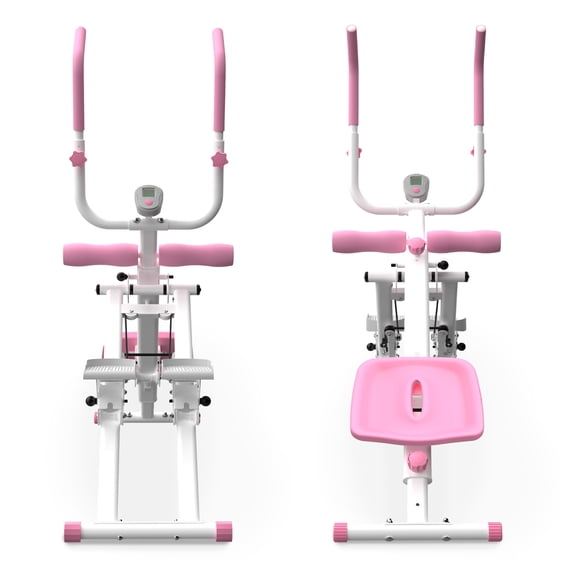2-in-1 Stair Stepper and Ab Workout Machine - Pink Compact Home Gym Equipment