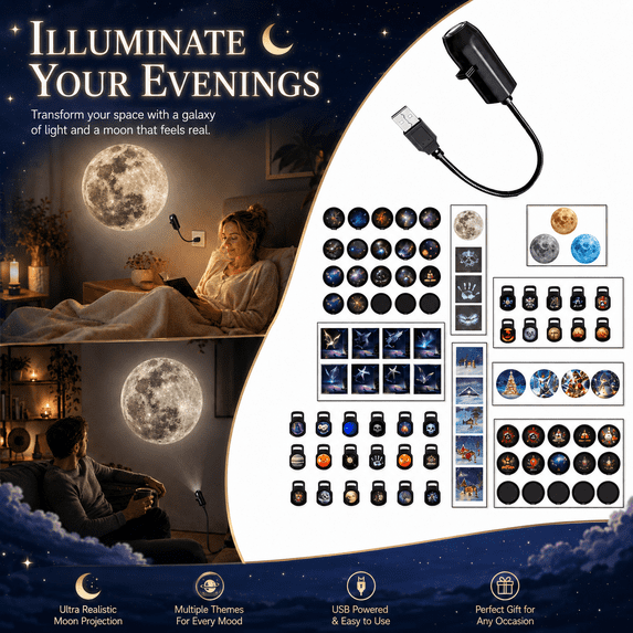 2-in-1 Star Projector Night Light, USB Star Projector with Adjustable Brightness, 360° Rotating LED Illuminated Star Gooseneck Projector Light for Bedroom Ceiling