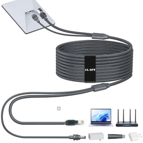 2 in 1 Starlink Mini Cable 16.4FT/5M, DC/USB C Charging + Ethernet Cable, Replacement Starlink Mini Power Accessories