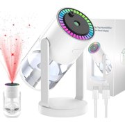 2-in-1 Starry Sky Projection Room Humidifier - Ultrasonic with Swivel Base for Soothing Cool Mist, White/Pink