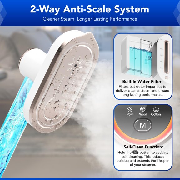 2-in-1 Steam Station Iron 1550W Turbocharged Steam for Clothes 30s Heat , 3-Level Steam & Dry Ironing 1.2L Detachable , Ceramic Soleplate, Auto-Off & -Cleaning