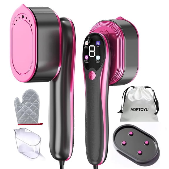 2-in-1 Steamer & Iron for Clothes, Portable Handheld Garment Steamer with LED Display, Large Ceramic Panel Travel Clothes Steamer Iron, 10s Fast Heat-Up All-Fabric Remove Wrinkle (Purple)