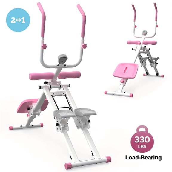 2-in-1 Stepper and Core Workout Machine - Multifunctional Home Fitness Trainer for Full Body Exercise, High Efficiency Cardio and Abdominal Training Equipment