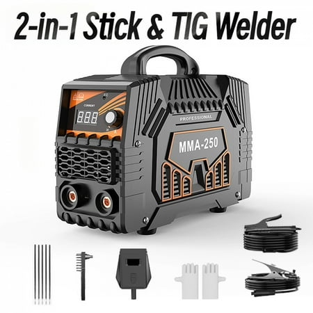 2-in-1 Stick & TIG Welder - 110V Household Compatible, 250A Adjustable DC Current & Smart Digital Display