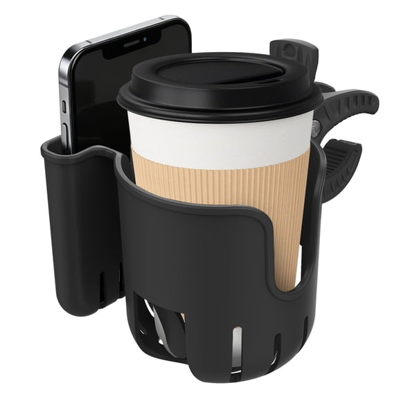 2 in 1 Stroller Cup Holder with Phone Holder, Bike Cup Holder, Universal Cup Holder for Strollers, Cup Phone Holder for Stroller Bike Accessory