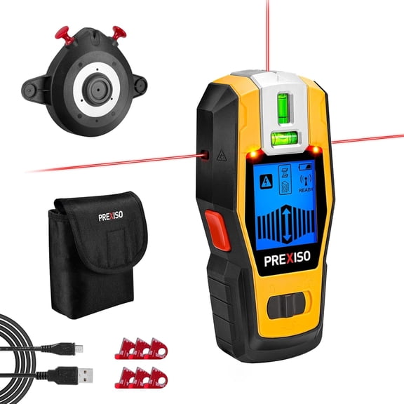 2-in-1 Stud Finder with Laser Level, Rechargeable Cross Line Laser | Multi Surface Lazer Leveler Wall Stud Scanners Tool for Hanging Frame & Picture, Wood Ac Wire Metal Stud Joist Pipe Detection