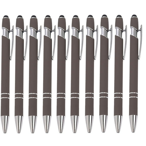 2-in-1 Stylus Pen, Aluminum Rod Retractable Ballpoint Pen with Soft Touch Screen Tip for Smartphones and Tablets, Fine Point 0.5mm Black Ink, Business Student Writing Stationery, 10 Count
