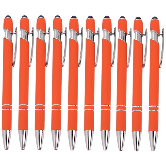 2-in-1 Stylus Pen, Aluminum Rod Retractable Ballpoint Pen with Soft Touch Screen Tip for Smartphones and Tablets, Fine Point 0.5mm Black Ink, Business Student Writing Stationery, 10 Count