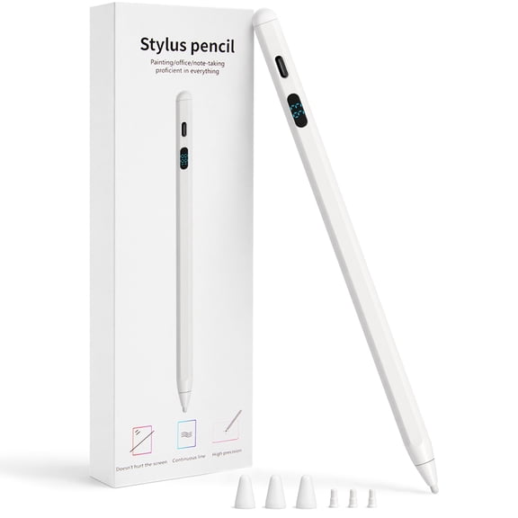 2-in-1 Stylus Pen for Touch Screen with LED Power Display, Universal Stylus Active Pencil for iPad 2018-2026, iPhone, Samsung, Android Tablet, Switch- Tilt Sensitivity Drawing, Digital Pen