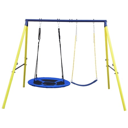 Metal Swing Set for Outside, Kids Swing Set with Belt Swing, Swing Set Outdoor Backyard Games