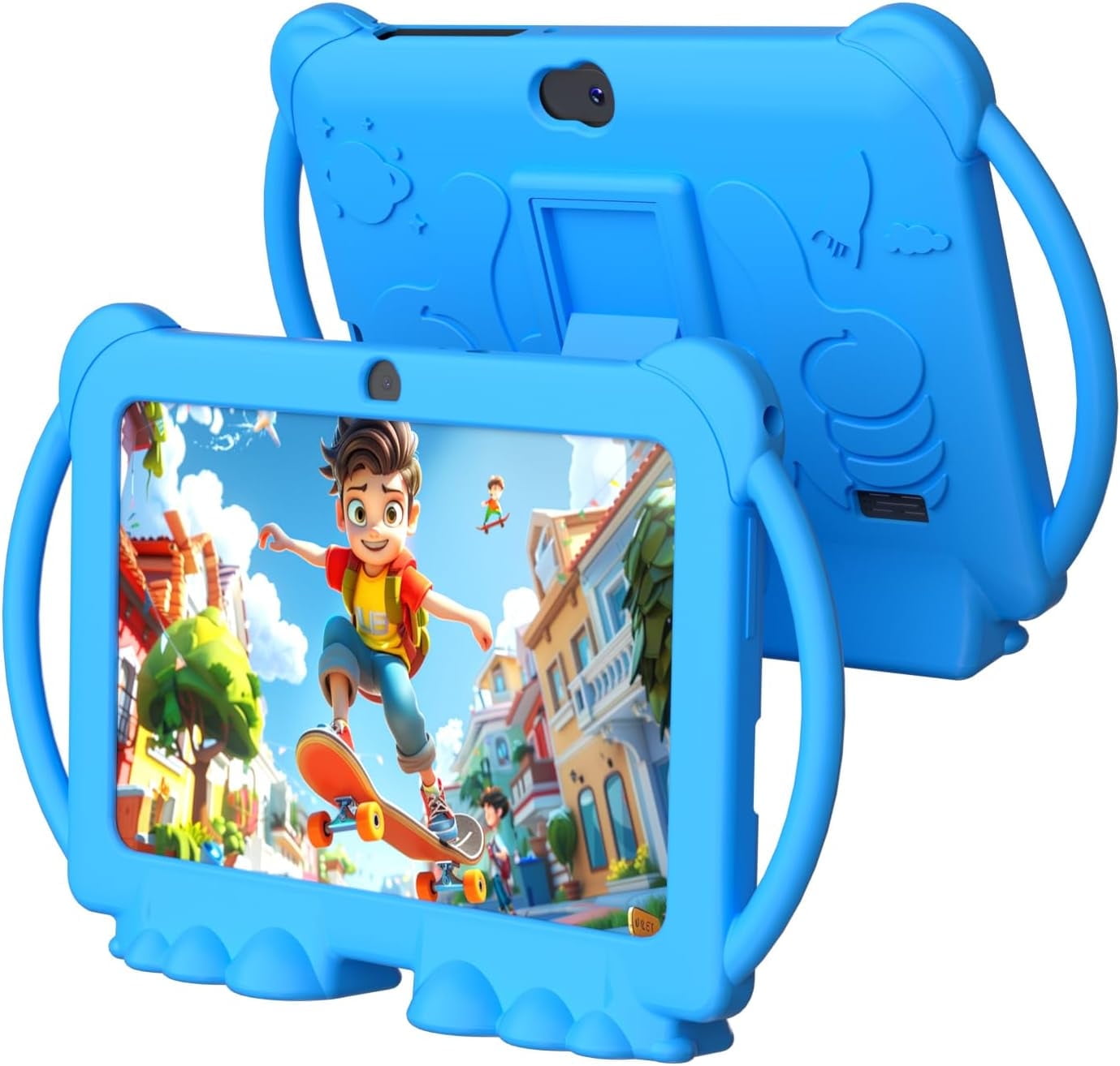 7 inch Kids Tablet - Android 12, 32GB ROM, 2+5MP Dual Camera, Shockproof Case, Educational, Games, Parental Control
