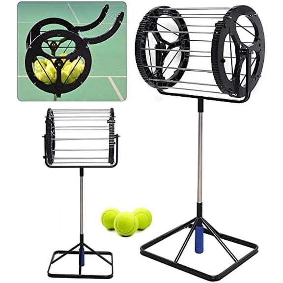 2-in-1 Tennis Ball Automatic Picker with Handle, Tennis Ball Collector and Ball Hopper, Tennis Field Equipment Auto Collector Picker Retractor 80 Tennis Balls$$Sport & Recreation Other