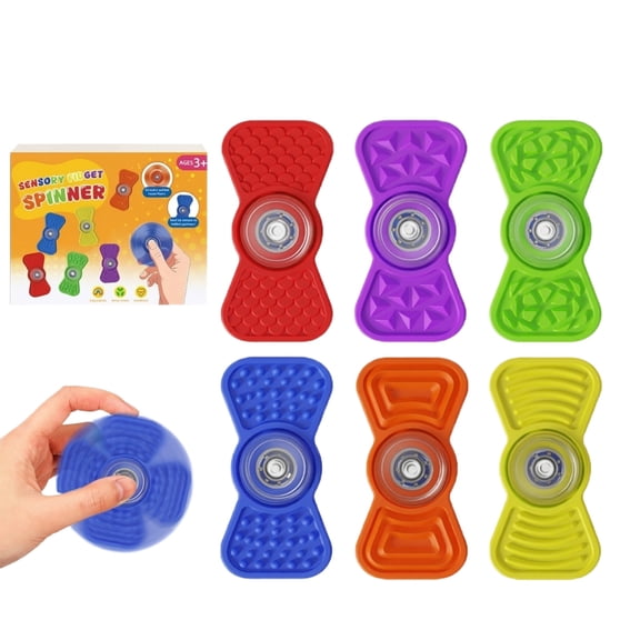 2-in-1 Textured Fidget Spinner Stress Reliever, Quiet Desktop Calming Item for Focus Anxiety, Rotating Tactile Sensory Novelty Handheld