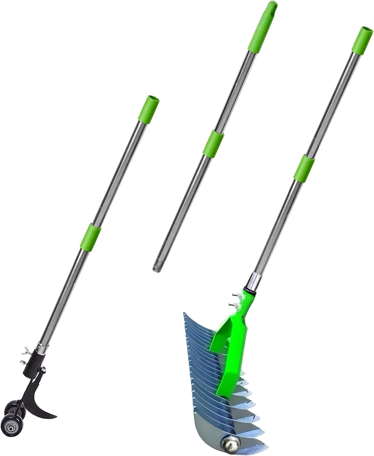 2-in-1 Thatch Rake and Crack Weeder Tool with Long Handle, Perfect for ...