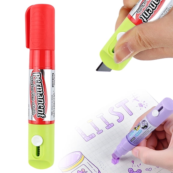 2 in 1 Thermal Ink Eraser and Box Cutter, Quick Cover Privacy Pen for Shipping Addresses, Barcodes, Receipts and Packages 1PCS