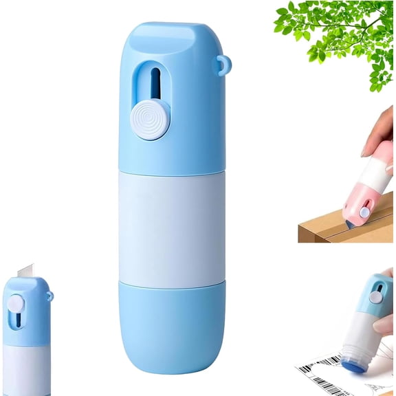 2-in-1 Thermal Paper Eraser Pen & Craft Knife, Water-Based Thermal Label Correction Marker with Mini Box Cutter, Privacy Cover Fluid for Mail Address Receipts Shipping Labels and Packages