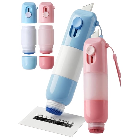 2-in-1 Thermal Paper Privacy Wipe Box Cutter, Thermal Ink Remover, Label Correction Marker with Mini Box Cutter