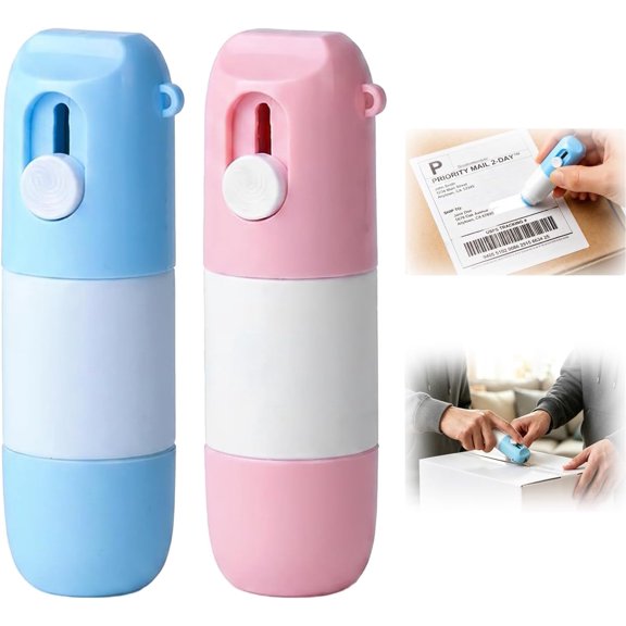 2-in-1 Thermal Paper Privacy Wipe Box Cutter, Water-Based Thermal Paper Eraser Pen with Mini Box Cutter, Thermal Label Correction Marker, Privacy Protection for Labels & Receipts (Blue+Pink)