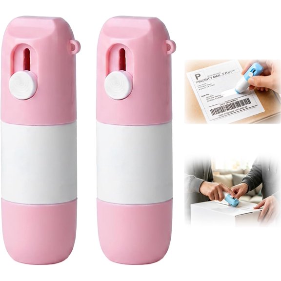 2-in-1 Thermal Paper Privacy Wipe Box Cutter, Water-Based Thermal Paper Eraser Pen with Mini Box Cutter, Thermal Label Correction Marker, Privacy Protection for Labels & Receipts (Pink+Pink)