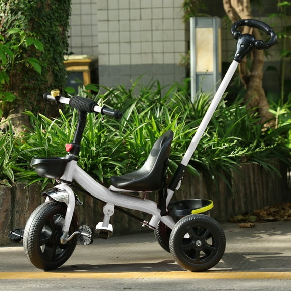 2-in-1 Toddler Tricycle for Ages 6+ Months Extended Push Handle Gift Trike for Toddler Kids Tricycle
