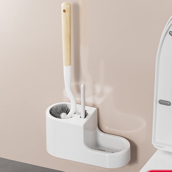 2-in-1 Toilet Bowl Brush Set With Stiff And Slit Brush,Heavy Duty Dual Head Brushes With Ventilation Base,Easy To Clean Corners And Crevices For Toilets,Sinks,Bathtubs And Bathroom Surfaces-Free Size
