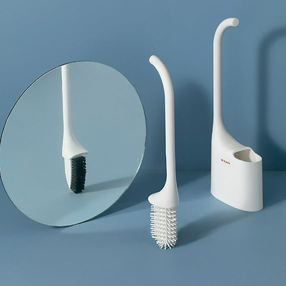 2-in-1 Toilet Brush Set, Wall-Mounted Bathroom Bowl Cleaner, Dual-Head Symmetrical Design, Soft & Hard Bristles for Floor/Toilet, Space-Saving Hygienic Storage