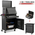thumbnail image 1 of Tool Box on Wheels, 2-IN-1 5-Drawer Rolling Tool Chest Garage Organizer with Wheels Lockable, Metal Tool Cabinet W/Detachable Top Box, Black, 1 of 9