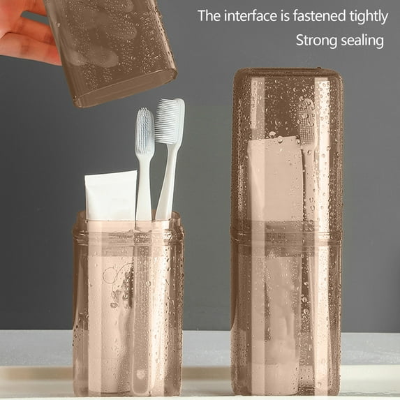 2 in 1 Toothbrush Container and Mouthwash Cup with Lid, Large Capacity Toothbrush Cup Portable for Travel Camping