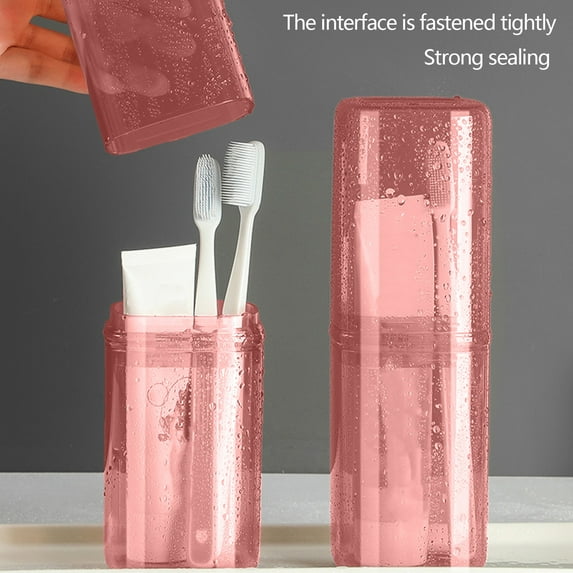 2 in 1 Toothbrush Container and Mouthwash Cup with Lid, Large Capacity Toothbrush Cup Portable for Travel Camping