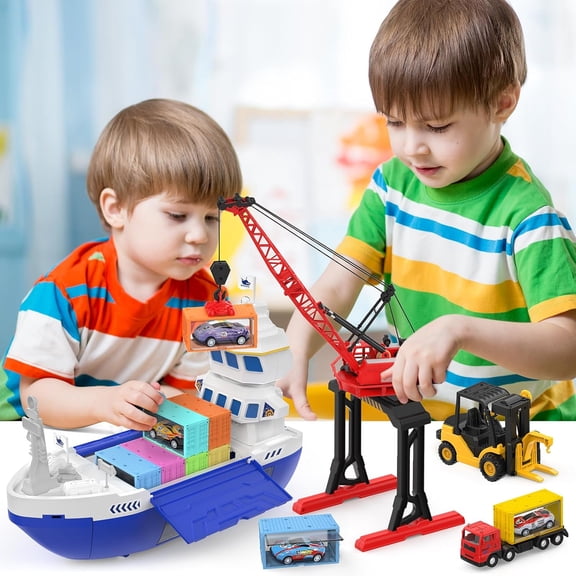 2-in-1 Toy Boat & Tower Crane Playset
