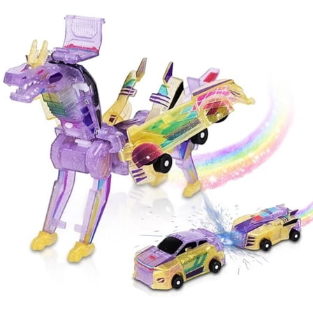 2 in 1 Transforming Dinosaur Toys – Magnetic Cars Collision into Dino Toys, for Boys Girls Age 2-12, Birthday Gift (Purple)