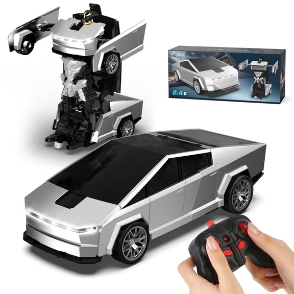 2-in-1 Transforming RC Car Toy, One-Click Deformation Robot Vehicle with 360 Rotation and LED Lights, 2.4GHz Remote Control Kids Boys Gift