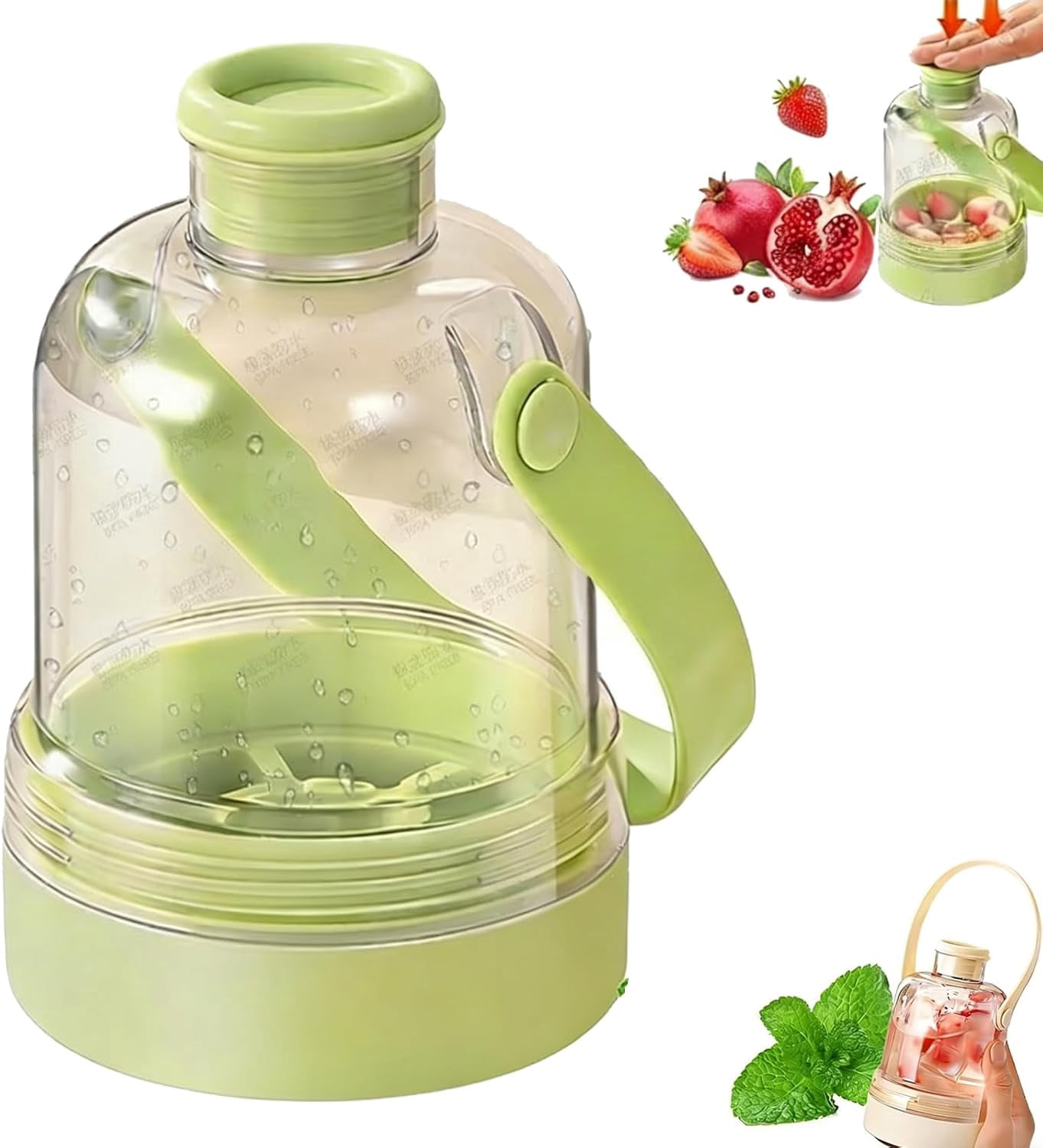 2-in-1 Transparent Water Bottle with Ice Tray, Easy-Release Silicone Cube Mold, Portable Press-Type Ice Maker for Freezer and Drinks