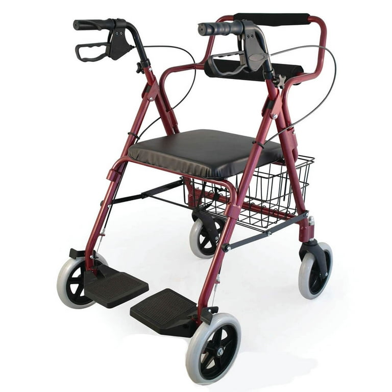2-in-1 Transport Chair and Rollator Walker, Compact Mobility Aid