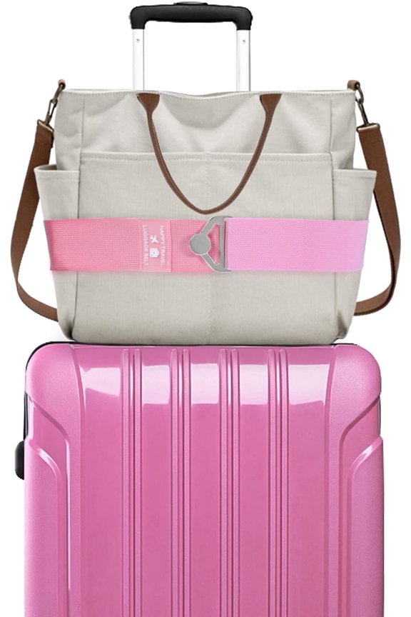 2-in-1 Travel Belt for Luggage, Luggage Straps for Add a Bag Adjustable Suitcase Straps with Alloy Buckle Elastic Bungees Belt Hands-Free for Airport, Personalized Travel Accessories ()