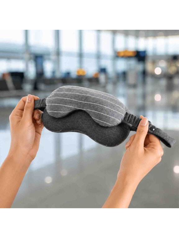 2-in-1 Travel Neck Pillow with Eye Mask, Memory Foam U-Shaped Pillow, Light Blocking Eye Cover and Ergonomic Neck Support, Portable Combo for Airplane, Car, Office and Home Nap