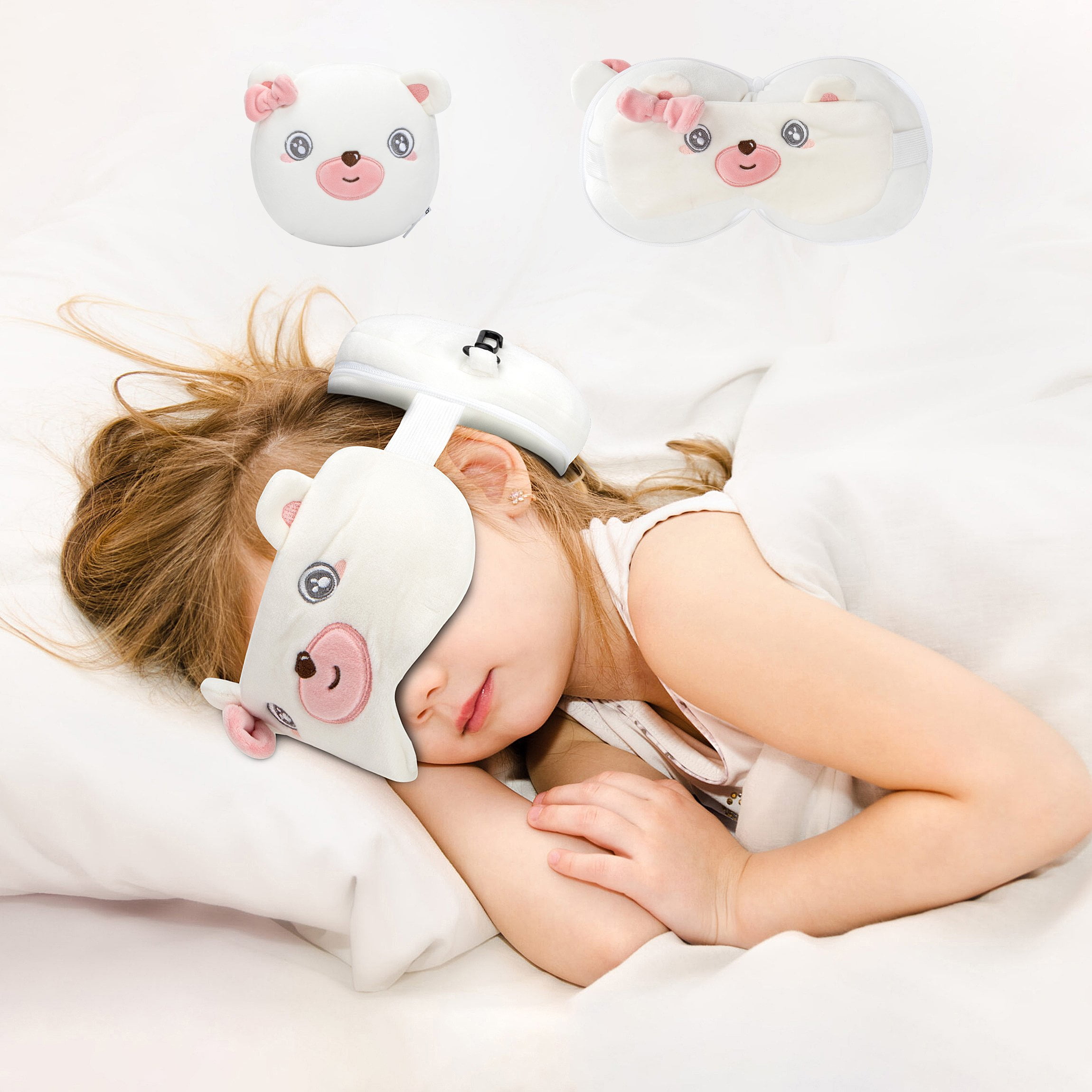 2-in-1 Travel Pillow and Eye Mask Animal Plush Soft Eye Mask Blindfold for Sleeping, Nights and Travel