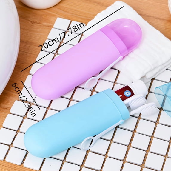 2-in-1 Travel Toothbrush & Toothpaste Case, Blue Hard-Shell Leak-Proof Ventilated Holder, Portable Protective Storage Box for Home, Office, School, Camping & Outdoor Travel