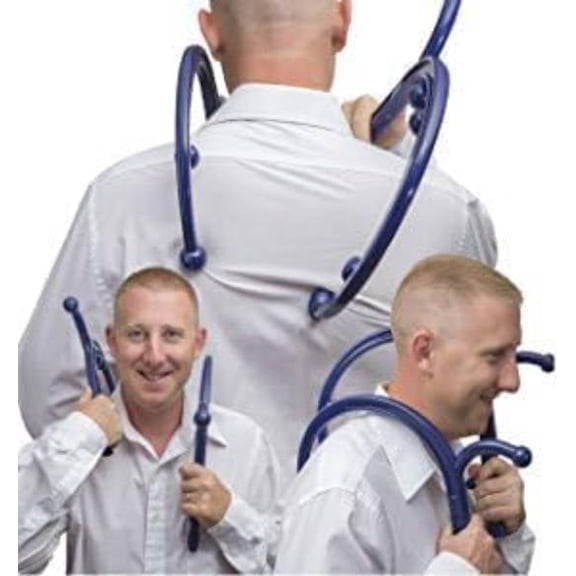 2-in-1 Trigger Point Massage Stick Back & Neck Deep Tissue Manual Therapy Blue