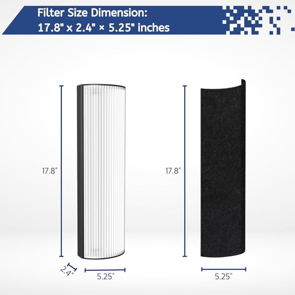 2-in-1 True HEPA Filter for PureZone 4-IN-1 Tower Purifier - High Efficiency Cleaning with Carbon Layer (4 Pack)