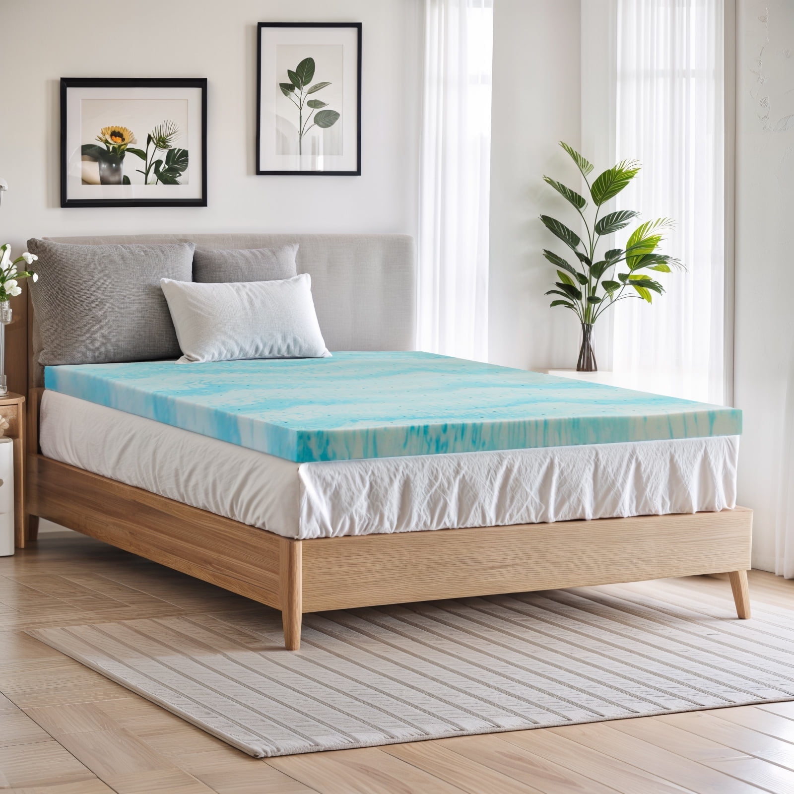 Twin 3-Inch Blue Gel Memory Foam Mattress Topper