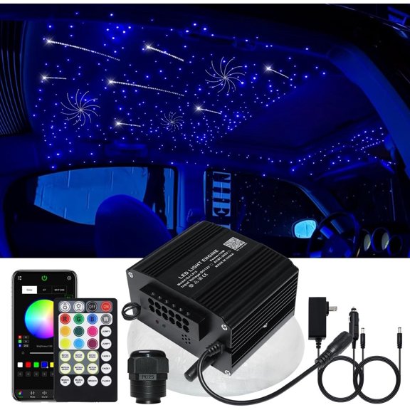 2-in-1 Twinkle Meteor Fiber Optic Starlight Headliner 550 count 0.03in 13.1ft Twinkle Stars+240pcs Sound Mode APP& Remote Control Starlight Meteor Kits for Ceiling