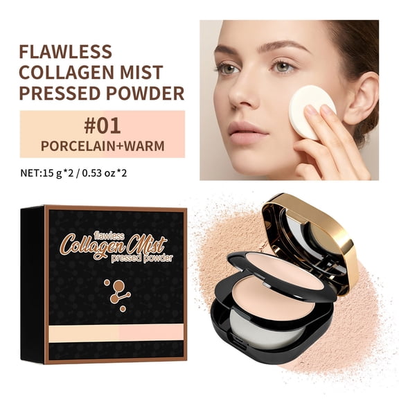 2-in-1 Two Color Setting Powder for Face Long Lasting Matte Finish Oil Control Waterproof Makeup Setting Powder Contour & Highlight Dual Layer Pressed Powder for All Skin Types 30g