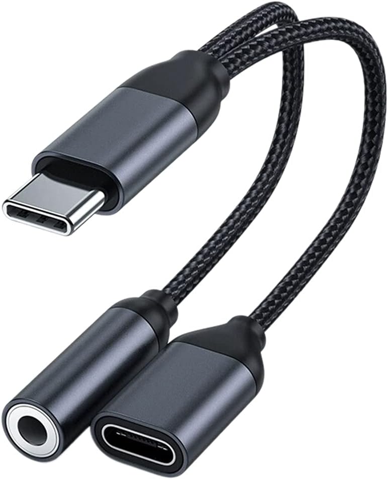 2in1 Type C to 3.5mm Headphone and Charger Adapter USB C to Aux Audio