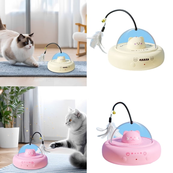 2-in-1 UFO Cat Tesaer Toy with Feather,USB Rechargeable Teasing Toys for Indoor Cats,360° Obstacle-Avoidance Interactive Cat Toy for Indoor Exercise,Ideal Gift For Pet Parents