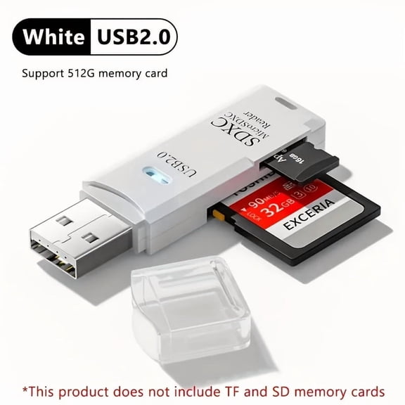 2-in-1 USB 2.0 High-Speed Card Reader 5Gbps SD/MMC/Micro SD Adapter for PC, Camera & Storage Management